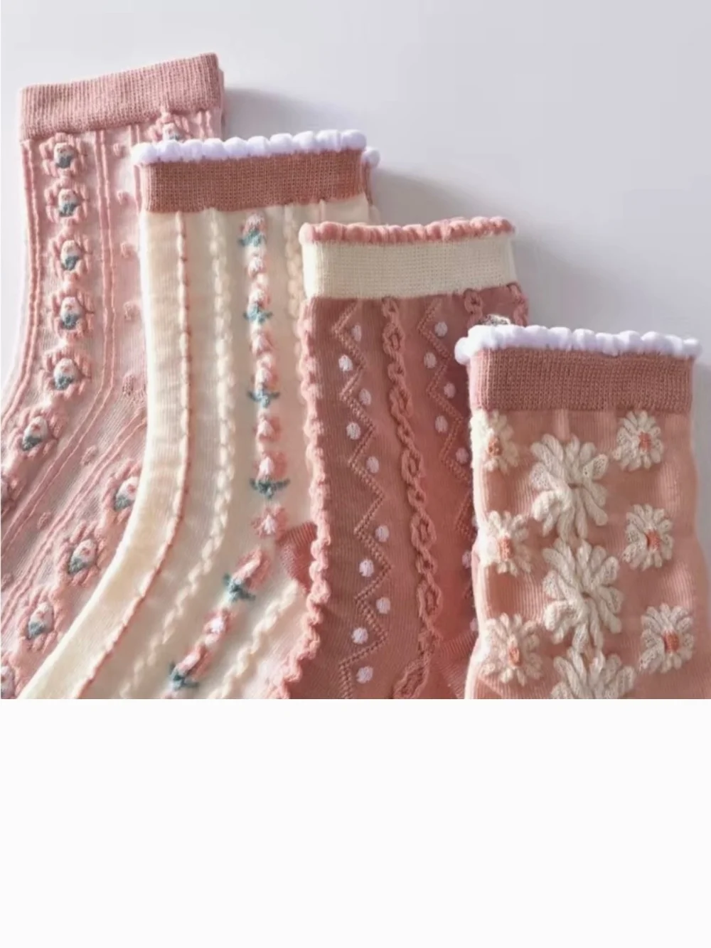 Floral Pink Crew Socks - Pack of 3